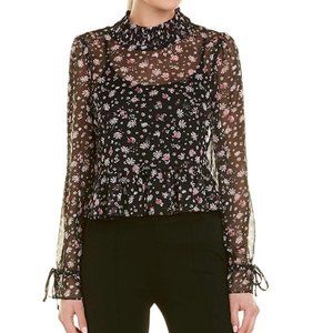 BCBGeneration Smocked Neck Long Sleeve Woven Top